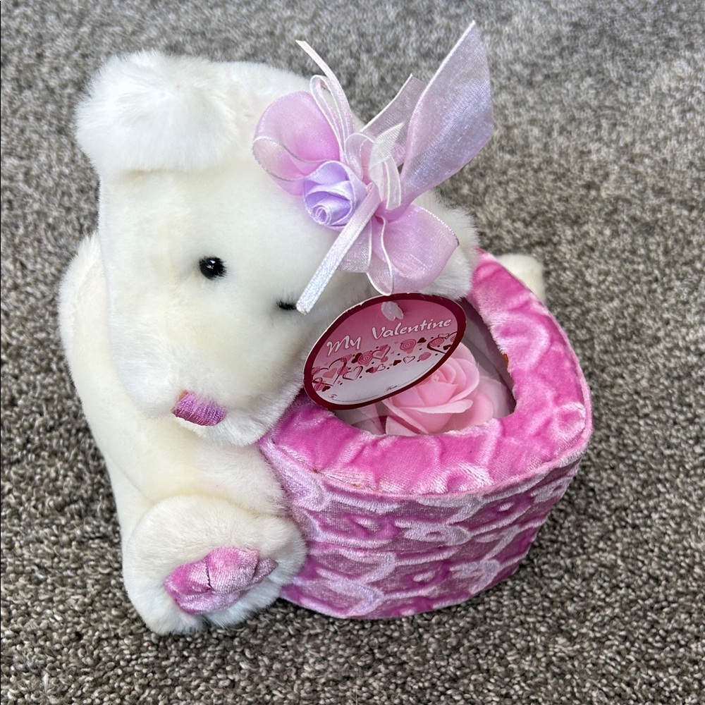 Valentine's Day White and Pink Teddy Bear with Gift Box